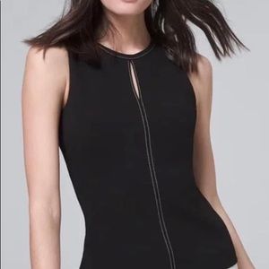 WHBM SIze Medium White Stitch Keyhole Neck Sleeveless Top